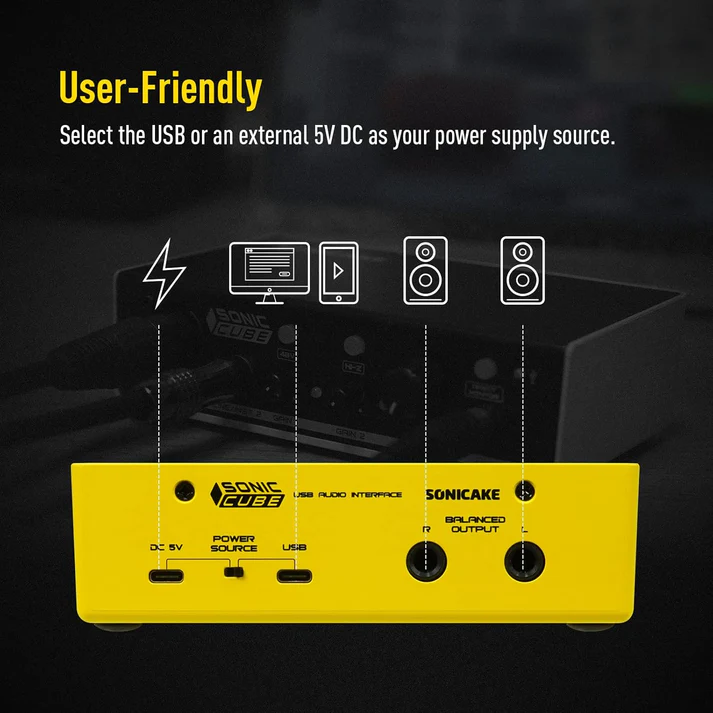 SONICAKE Sonic Cube USB Audio Interface with 48V Phantom Power - Image 5