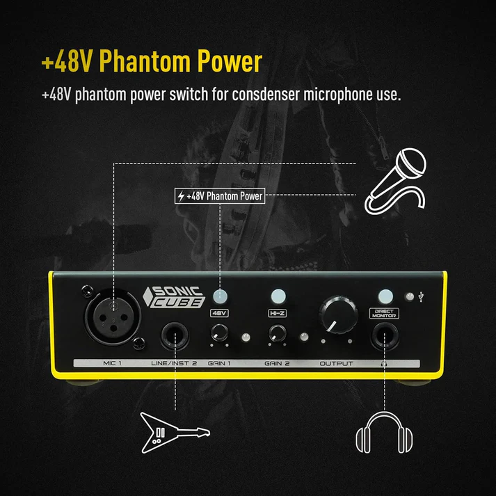 SONICAKE Sonic Cube USB Audio Interface with 48V Phantom Power - Image 4